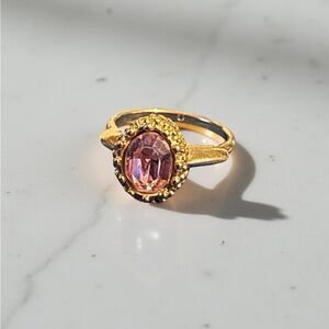 Vintage Avon Gold-Tone Pink Gemstone Cocktail Ring Signed AVON • 1970s/80 SZ 6